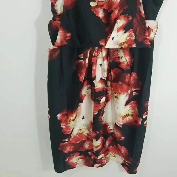 {Lulu's} Adelyne Rae Front Rose Seats Black and Red Floral Print Midi Dress - Picture 10 of 17